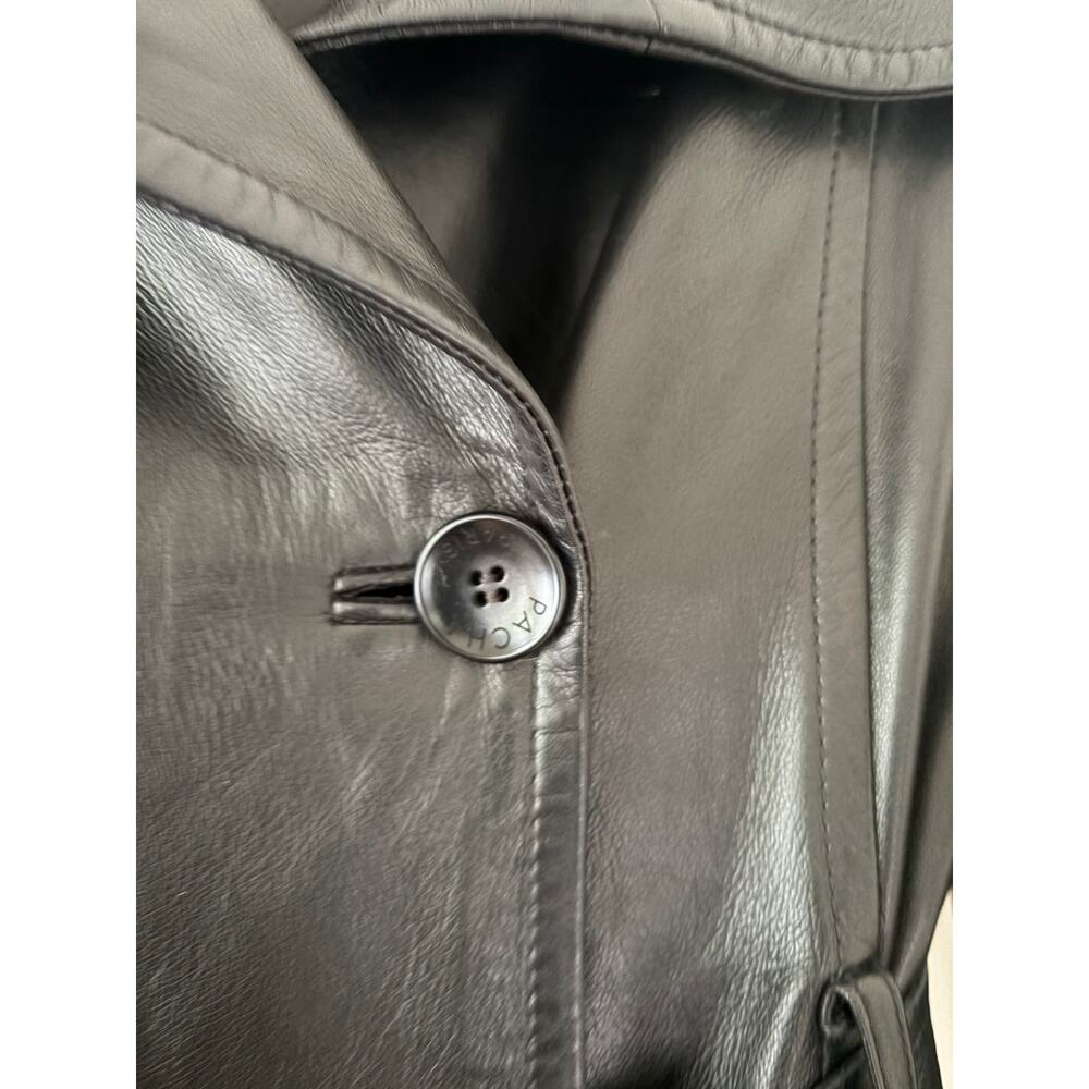 Pacha Boutique Leather Jacket Belted Black Size Small - Picture 10 of 11